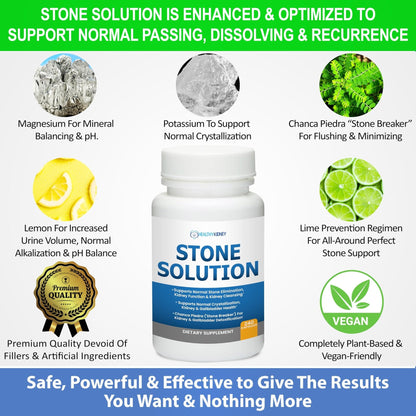 Stone Solution Capsules- Natural Dissolver, Kidney Stone Support & Kidney Cleanser Chanca Piedra Stone Breaker Gallbladder Cleanse, Flush & Stop Recurrence, Stone Relief 60 Servings - Maple Wellness Supplements