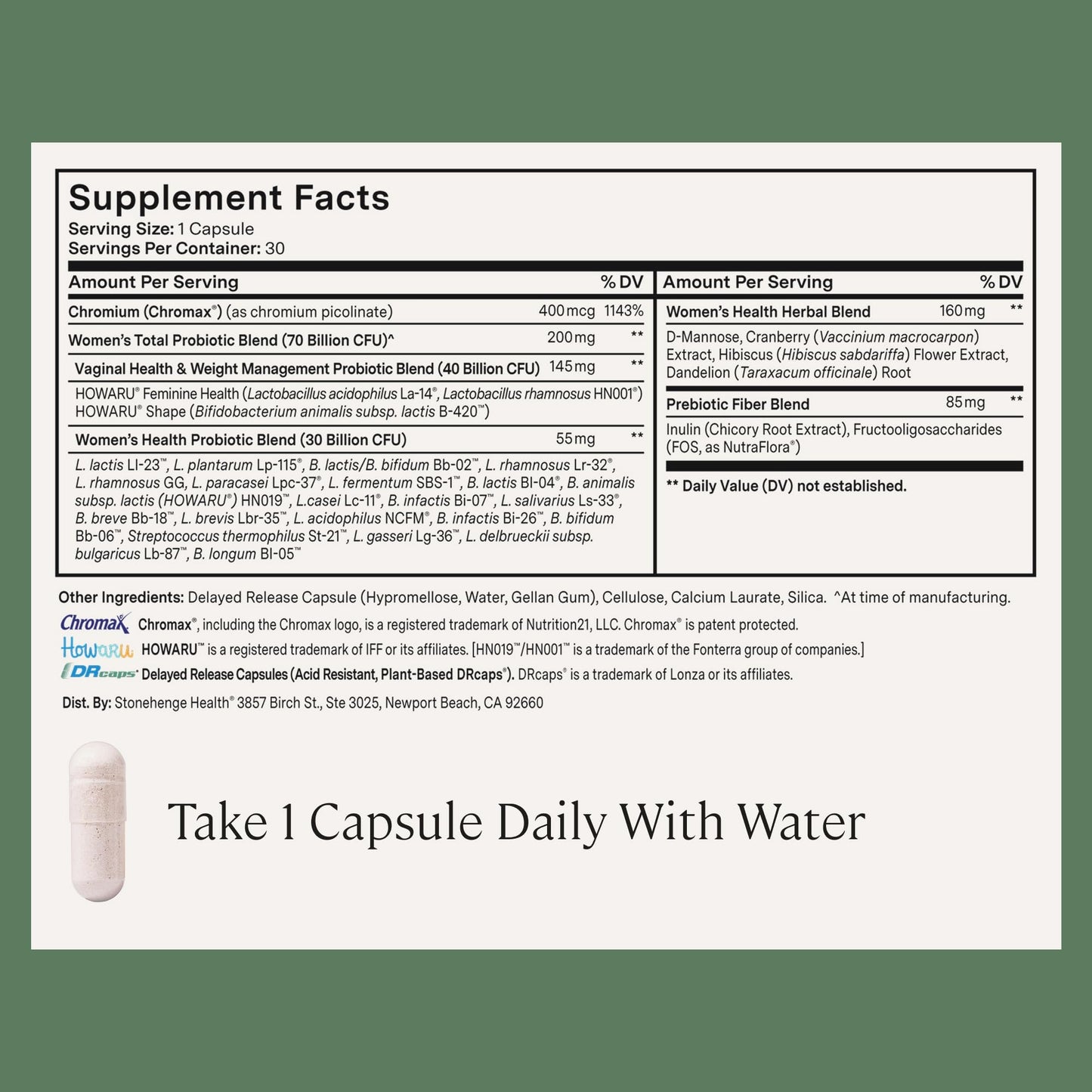 Stonehenge Health Biotics for Women Probiotic 70 Billion CFU, 24 Strains + Prebiotic Fiber, Weight Management, Focus & Mood, Digestive, Vaginal & Immune Support - Maple Wellness Supplements