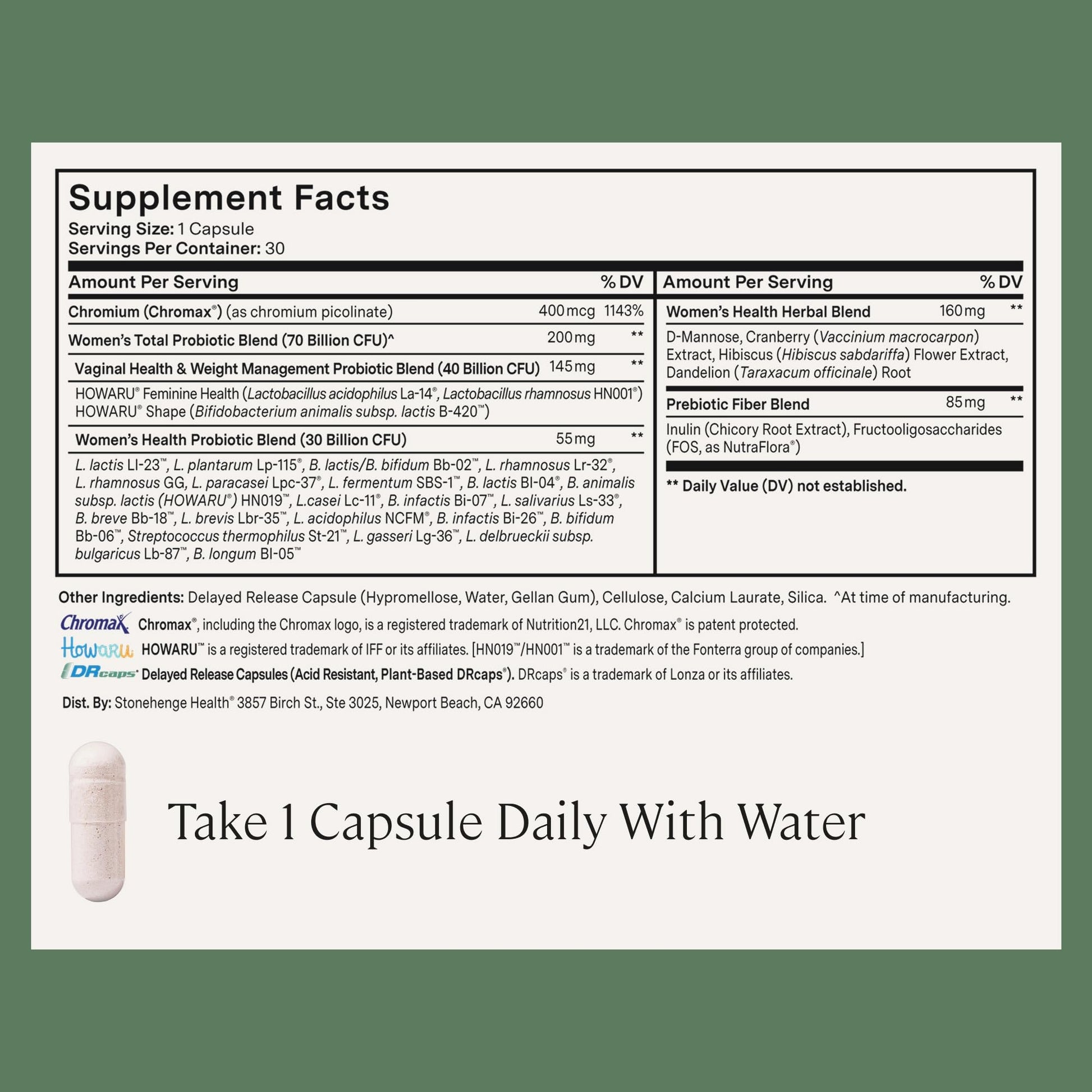Stonehenge Health Biotics for Women Probiotic 70 Billion CFU, 24 Strains + Prebiotic Fiber, Weight Management, Focus & Mood, Digestive, Vaginal & Immune Support - Maple Wellness Supplements