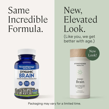 Stonehenge Health Dynamic Brain – BacoMind® Bacopa Nootropic Formula – Memory, Recall & Retention, Phosphatidylserine, Huperzine A, DHA & Choline – 40 Brain-Boosting Ingredients – Non-GMO, 60 Caps - Maple Wellness Supplements