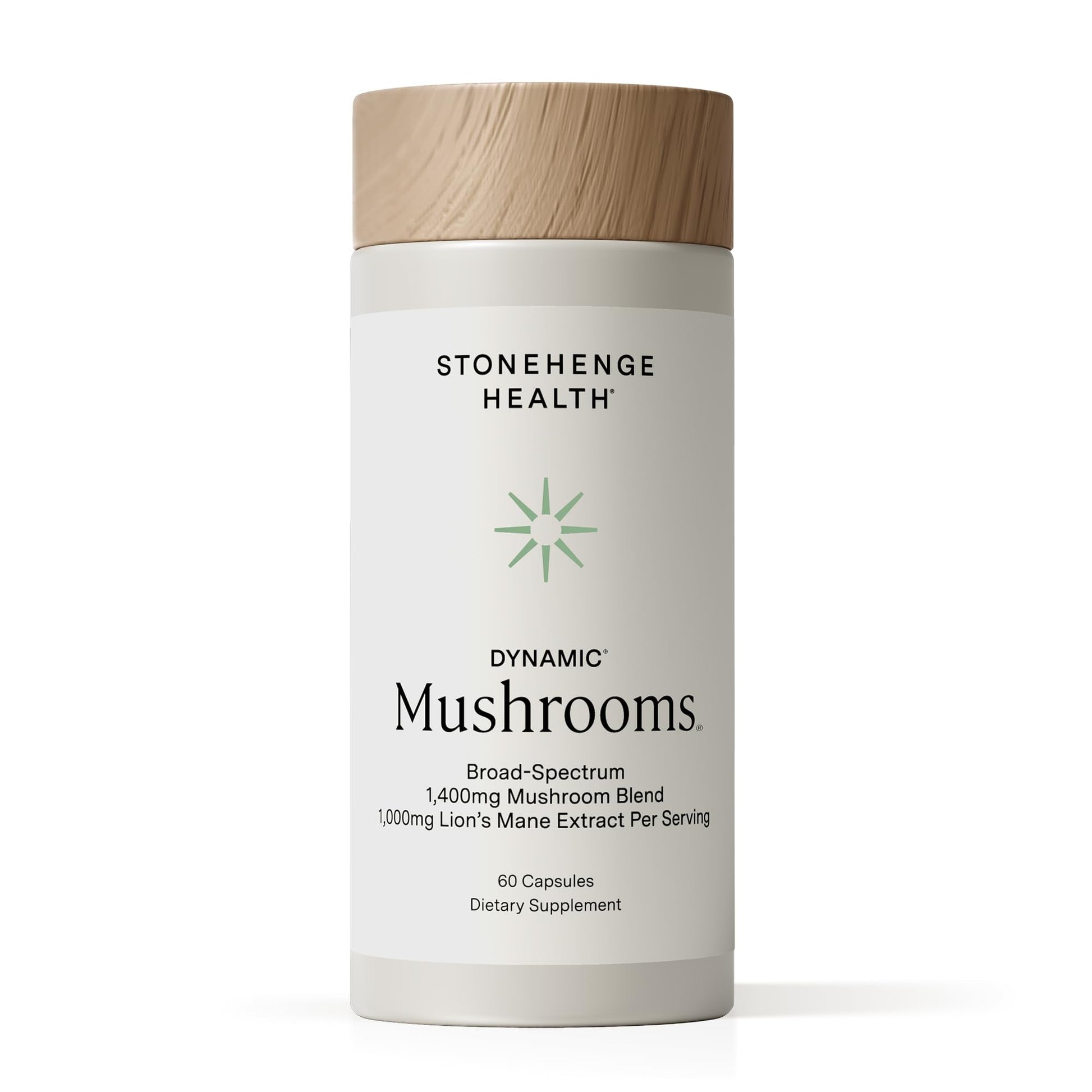 Stonehenge Health Dynamic Mushrooms 1,400 mg – 5 Mushroom Complex (Lion’s Mane, Reishi, Chaga, Maitake, Shiitake) – 100% Fruiting Bodies, Nootropic – Brain, Memory, Focus & Immune Support – 60 Caps - Maple Wellness Supplements