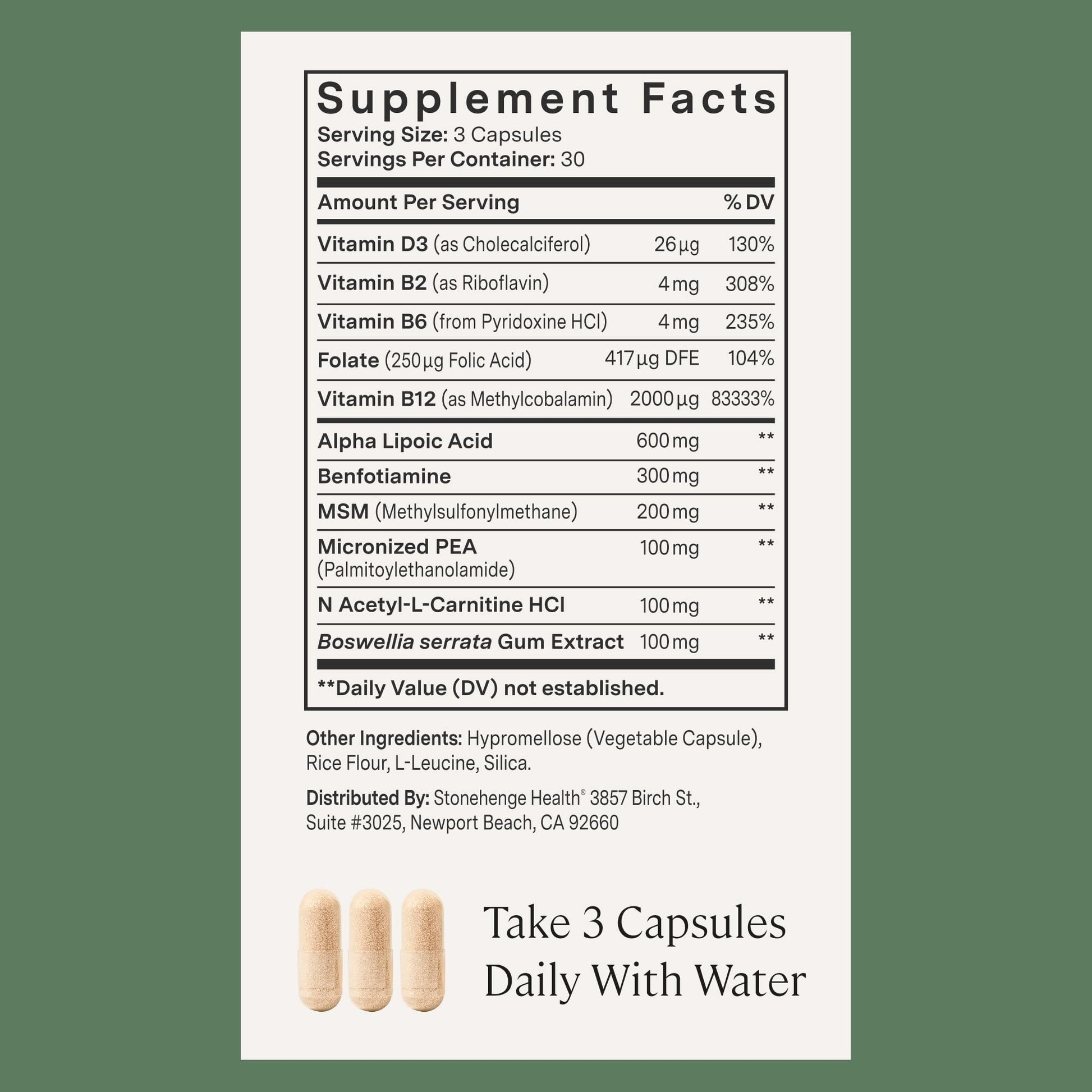 Stonehenge Health Dynamic Nerve Supplement - Supports Nerve Function in Fingers, Toes, Hands, and Feet with Alpha Lipoic Acid ALA, Benfotiamine - Maple Wellness Supplements
