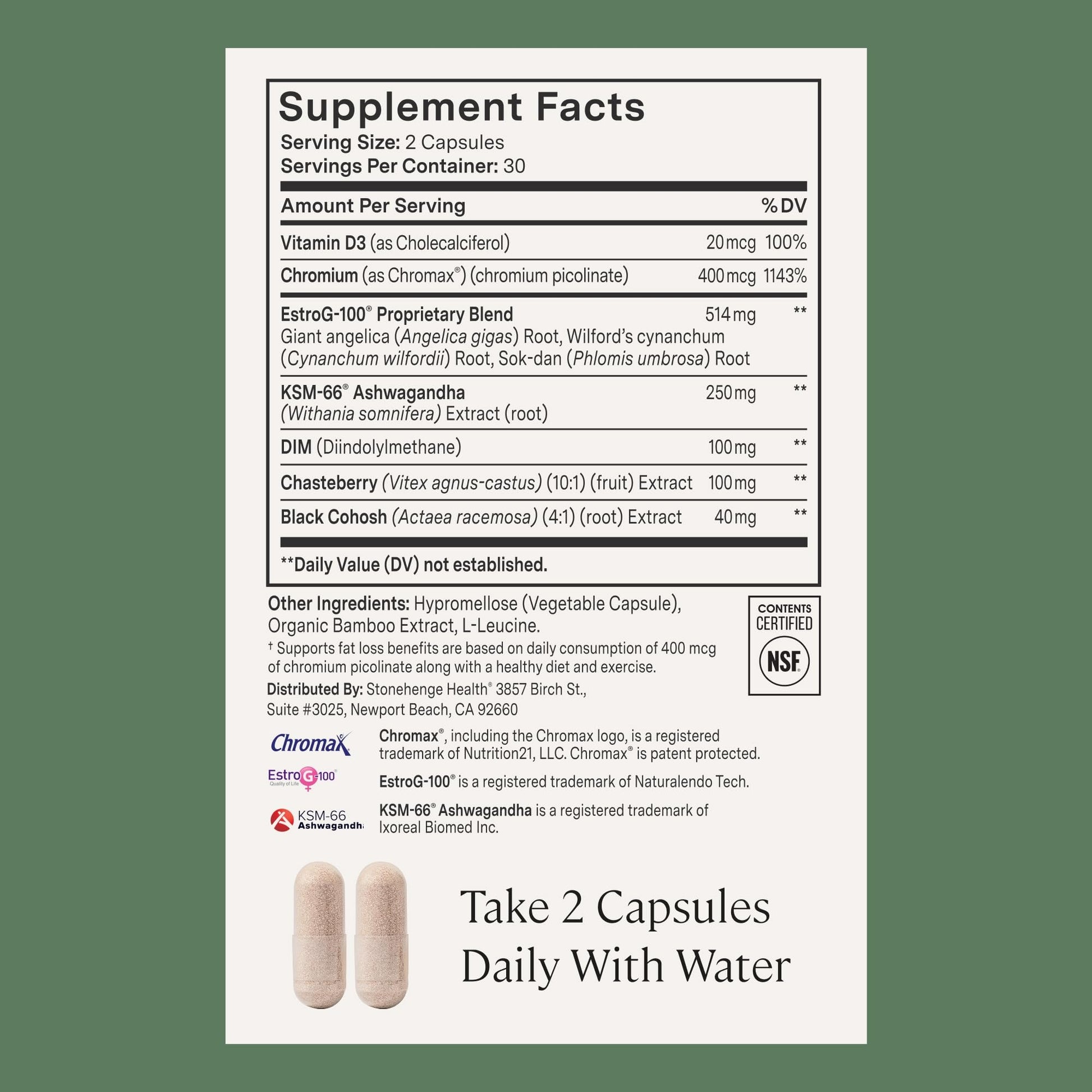 Stonehenge Health for Women Menopause Support for Peri + Menopause + Post - Mood, Energy, Stress, Hot Flashes, Night Sweats, Sleep & Cortisol, Chromax Chromium, Vitamin D3, KSM-66 Ashwagandha Extract - Maple Wellness Supplements