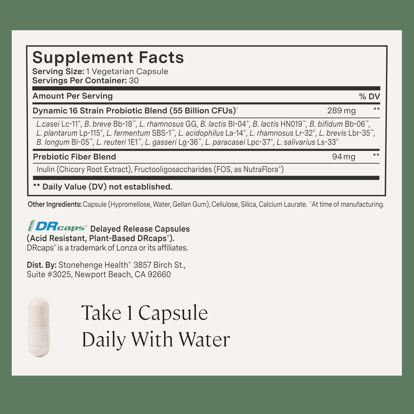 Stonehenge Health Probiotics 55 Billion CFU - 16 Strains, Prebiotic, Synbiotics Dynamic Biotics - Lactobacillus Acidophilus, Delayed Release - Maple Wellness Supplements