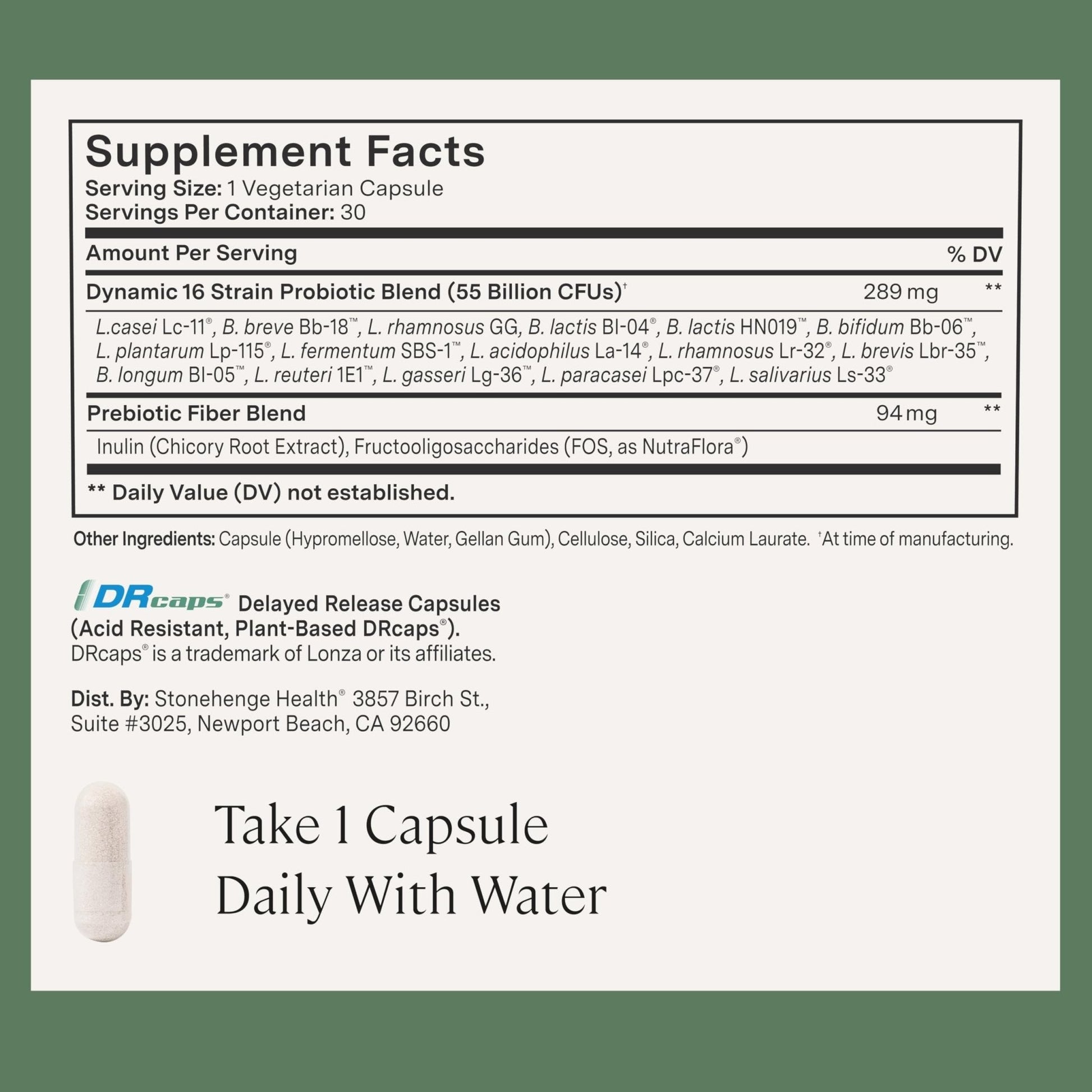 Stonehenge Health Probiotics 55 Billion CFU - 16 Strains, Prebiotic, Synbiotics Dynamic Biotics - Lactobacillus Acidophilus, Delayed Release - Maple Wellness Supplements