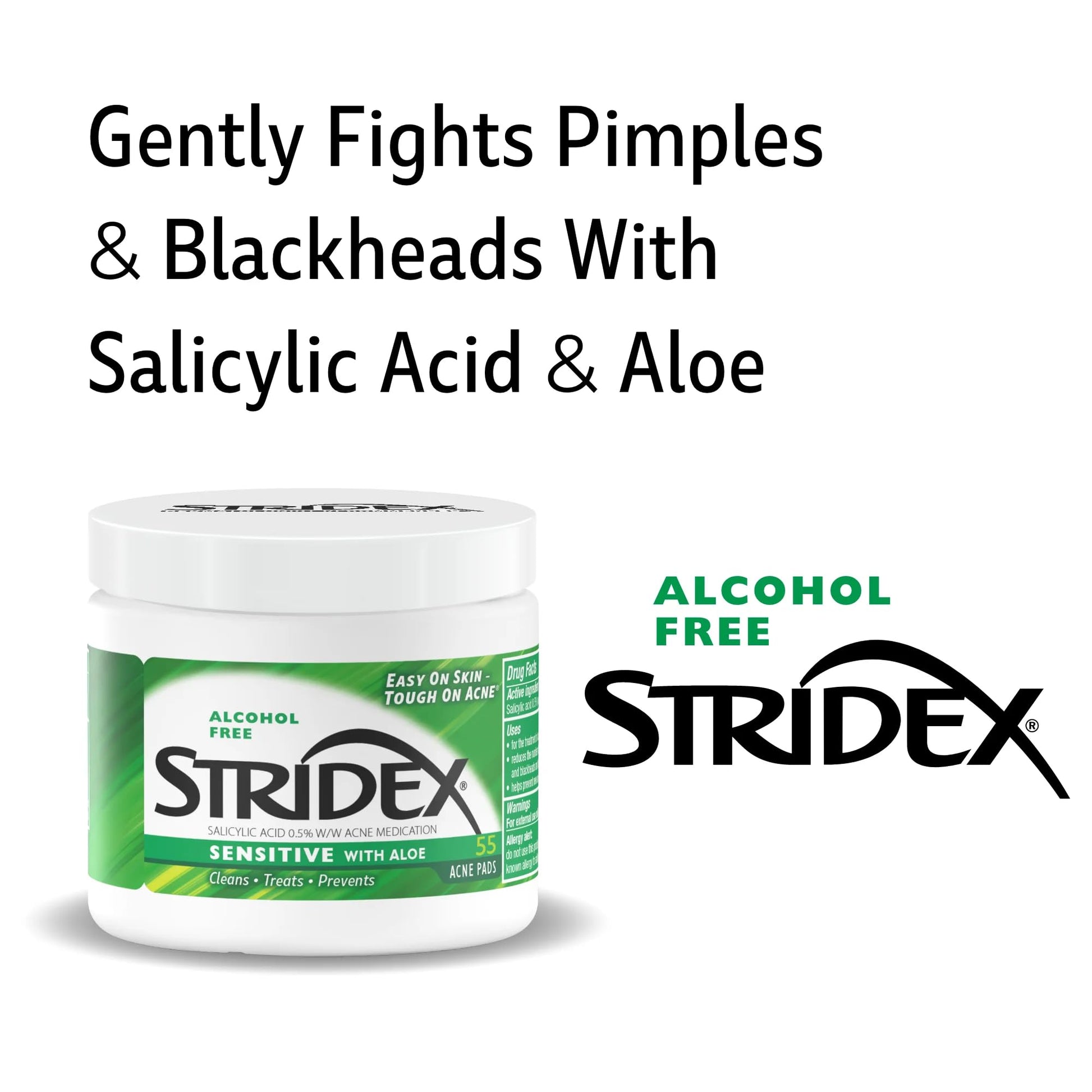Stridex Acne Pads Sensitive With Aloe 55 Count Alcohol-Free - Maple Wellness Supplements