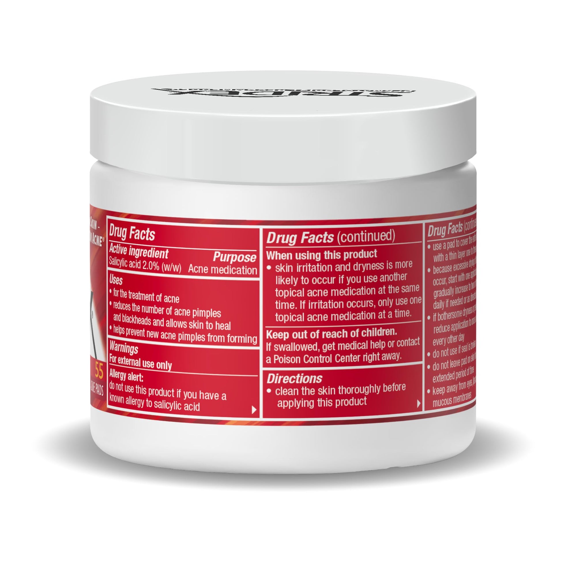 Stridex Medicated Acne Pads, Maximum, 55 Count – Facial Cleansing Wipes, Alcohol Free - Maple Wellness Supplements