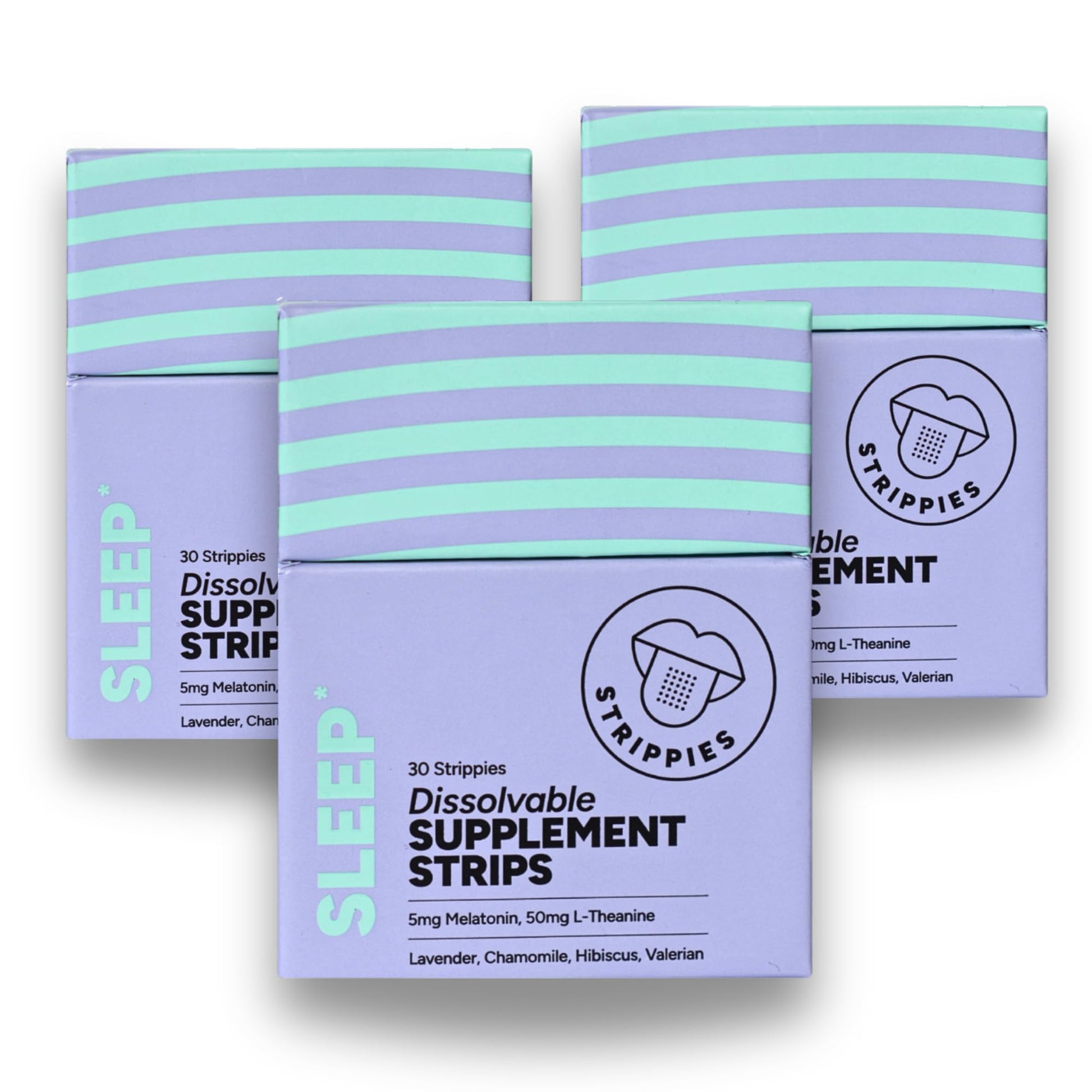 STRIPPIES Dissolvable Sleep Strips – Fast-Acting Melatonin 5mg with L-Theanine, Lavender, Chamomile, Hibiscus & Valerian – Natural Cranberry Flavor – 90 Strips - Maple Wellness Supplements