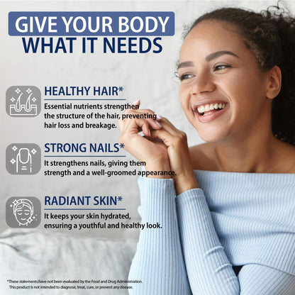 StrongVit Biotin with Hyaluronic Acid, Keratin and Collagen Supplements - 10000mcg for Hair Growth Women and Men - Maple Wellness Supplements