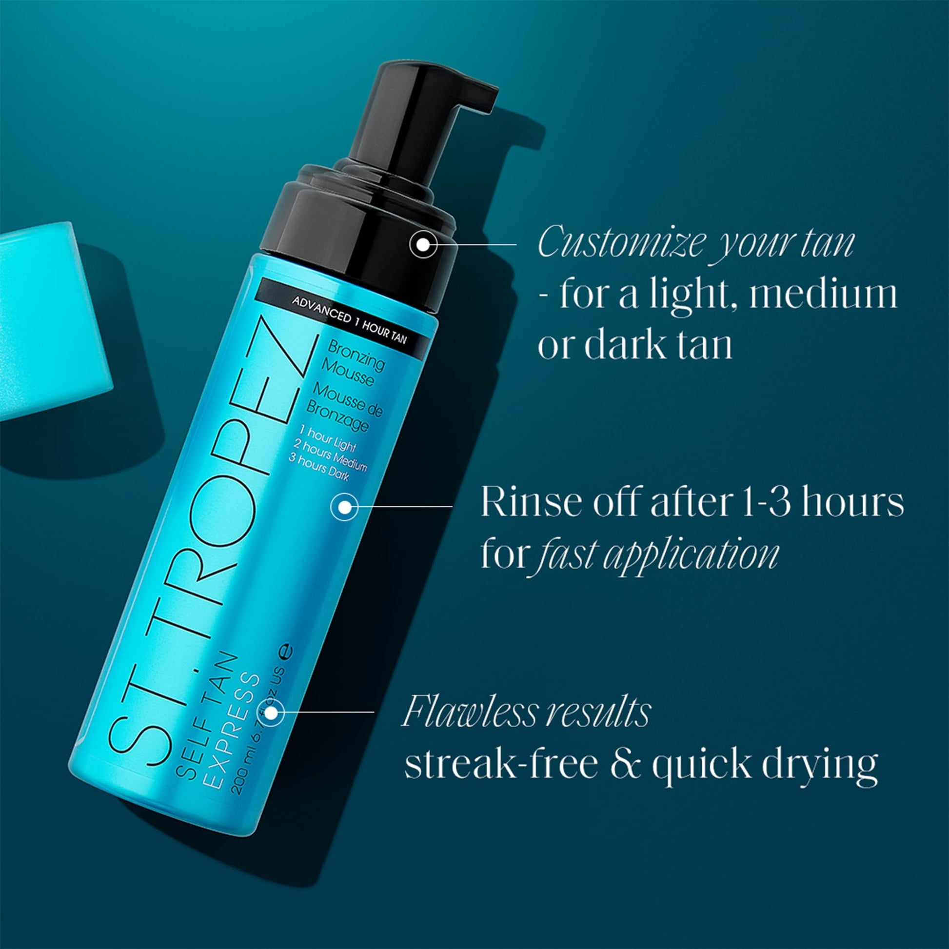 St.Tropez Light/Medium/Dark 1-3 hr Express Mousse for a Streak-Free, Natural Sunless Tan with Fast Application and Flawless Results, Cruelty-Free & Vegan, 6.7 fl oz - Maple Wellness Supplements