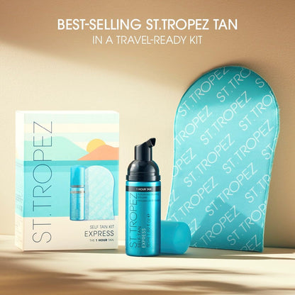 St.Tropez Self Tan Express Mini Kit: Travel-Sized Light/Medium/Dark 1-3 Hour Express Mousse and Tanning Applicator Mitt - Maple Wellness Supplements
