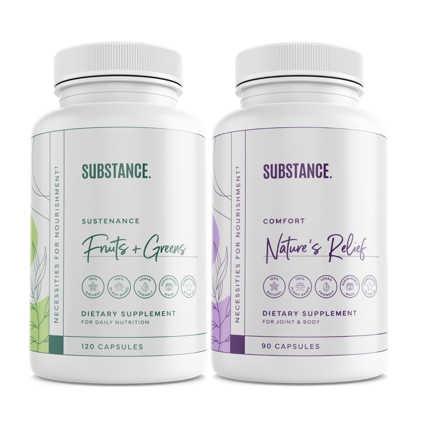 SUBSTANCE. - Ultimate Wellness Bundle | Daily Superfood Nutrition & Joint Support | Greens, Fruits & Veggies + Nature’s Relief | Boost Energy, Mental Clarity & Mobility | Vegan, Non-GMO (30 Servings) - Maple Wellness Supplements