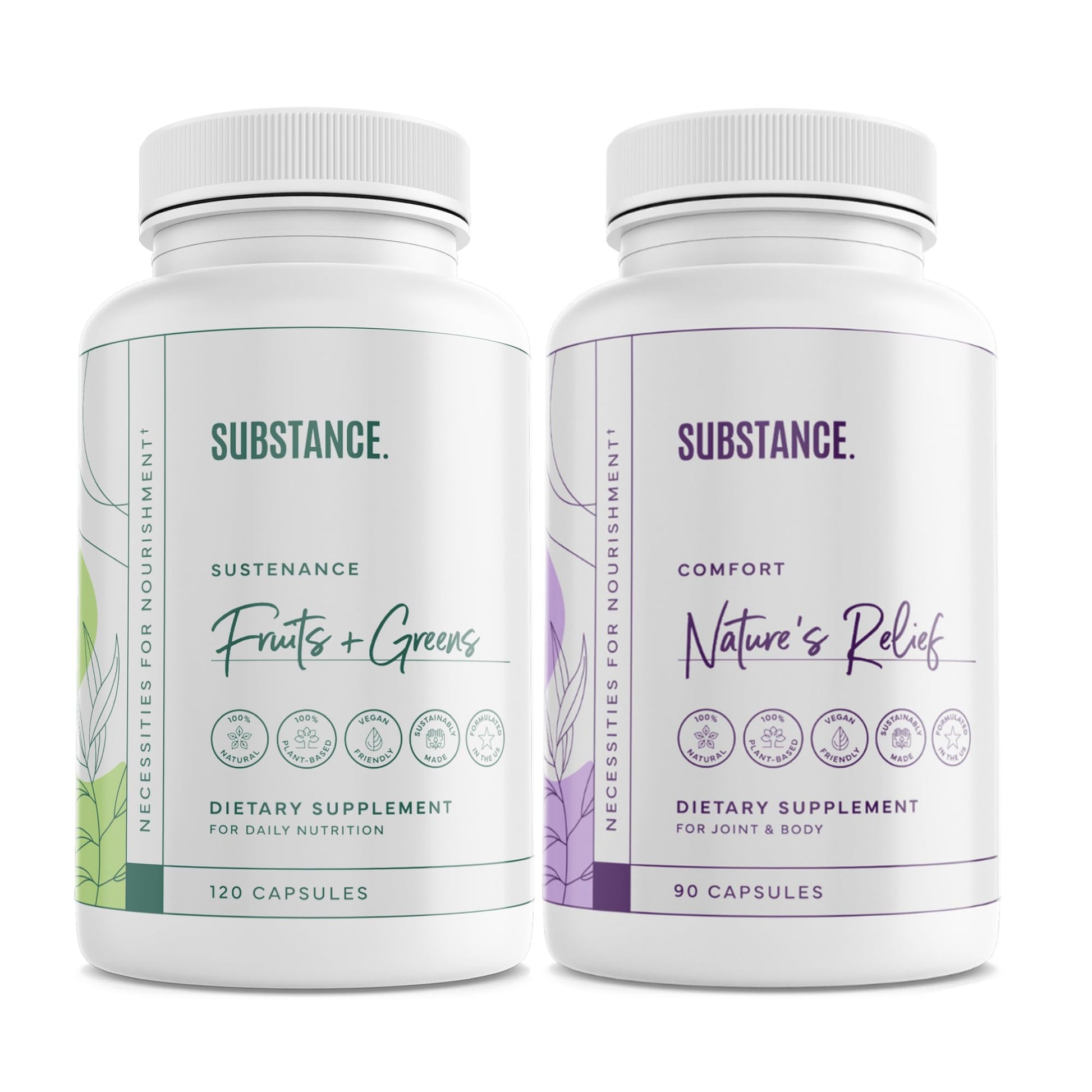 SUBSTANCE. - Ultimate Wellness Bundle | Daily Superfood Nutrition & Joint Support | Greens, Fruits & Veggies + Nature’s Relief | Boost Energy, Mental Clarity & Mobility | Vegan, Non-GMO (30 Servings) - Maple Wellness Supplements