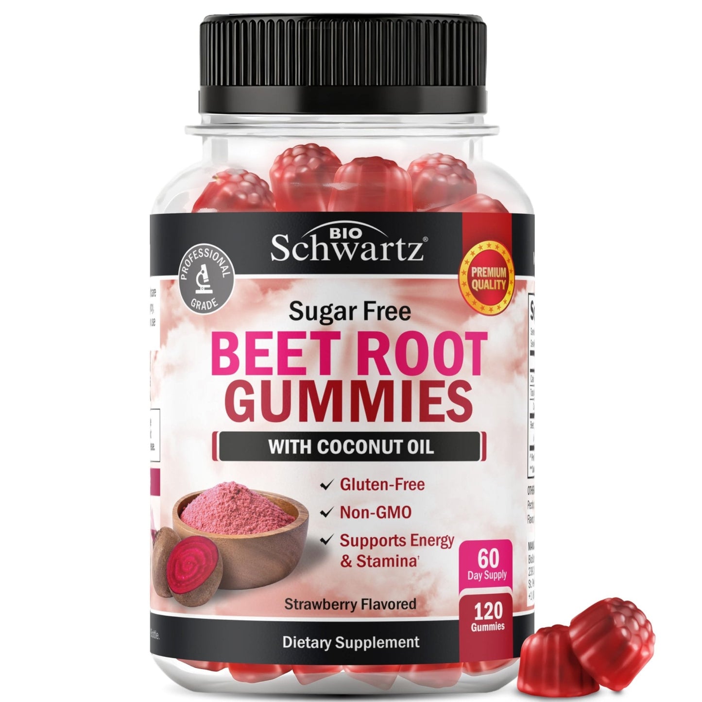Sugar Free Beet Root Gummies - Nitric Oxide Gummies Infused with Coconut Oil for Highest Absorption - Supports Energy & Whole Body Health - Maple Wellness Supplements