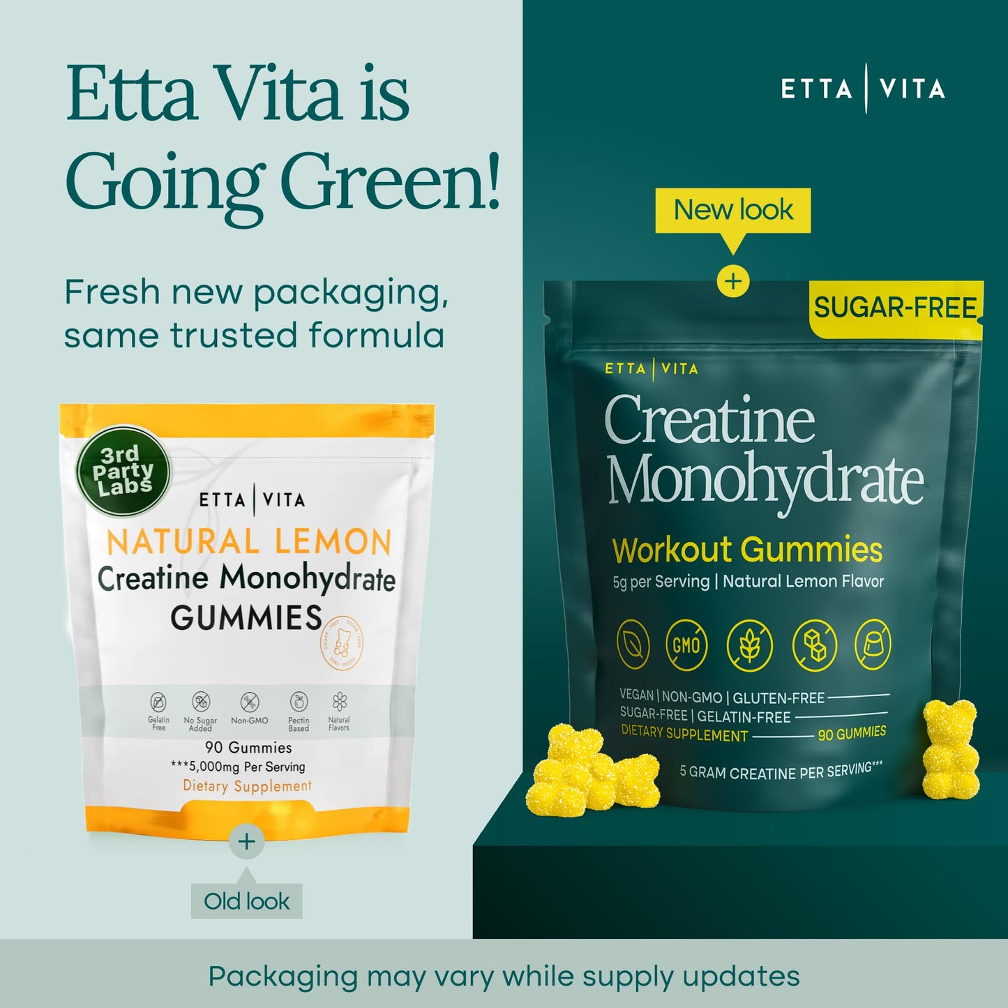 Sugar-Free Creatine Monohydrate Gummies 5gram per Serving, Potent Creatine Gummies for Women & Men, Supplement for Muscle Support, Cellular Energy & Cognitive Function [Lemon Drops Candy Flavor] - Maple Wellness Supplements