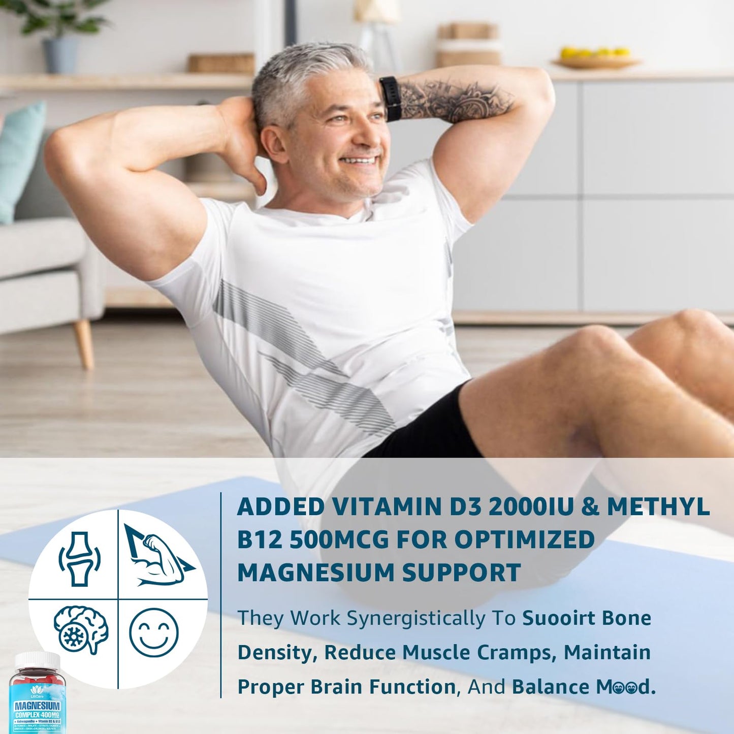 Sugar Free Magnesium Complex for Women, Calm Magnesium Gummies for Adults 400mg, Magnesium Glycinate, Citrate, Malate & More- Magnesium Gummy with Magnesium Ashwagandha, D3, B12 for Relax, Calm, Vegan - Maple Wellness Supplements