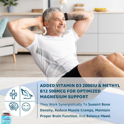 Sugar Free Magnesium Complex for Women, Calm Magnesium Gummies for Adults 400mg, Magnesium Glycinate, Citrate, Malate & More- Magnesium Gummy with Magnesium Ashwagandha, D3, B12 for Relax, Calm, Vegan - Maple Wellness Supplements