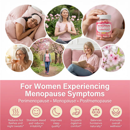 Sugar Free Menopause Supplement Gummies for Women, Menopause Probiotics (10 Billion CFU) Filled Gummy with Ashwagandha, Dong Quai & Black Cohosh for Hot Flashes, Night Sweats, Mood Swings, Gut Health - Maple Wellness Supplements