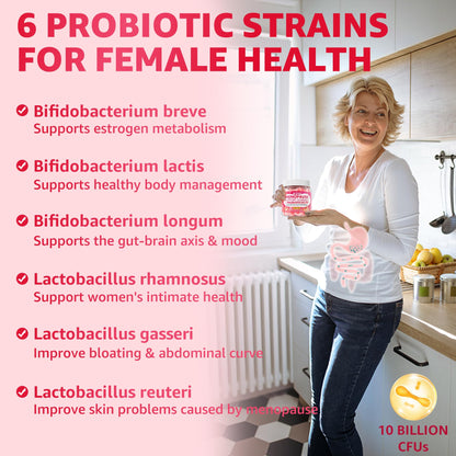 Sugar Free Menopause Supplement Gummies for Women, Menopause Probiotics (10 Billion CFU) Filled Gummy with Ashwagandha, Dong Quai & Black Cohosh for Hot Flashes, Night Sweats, Mood Swings, Gut Health - Maple Wellness Supplements