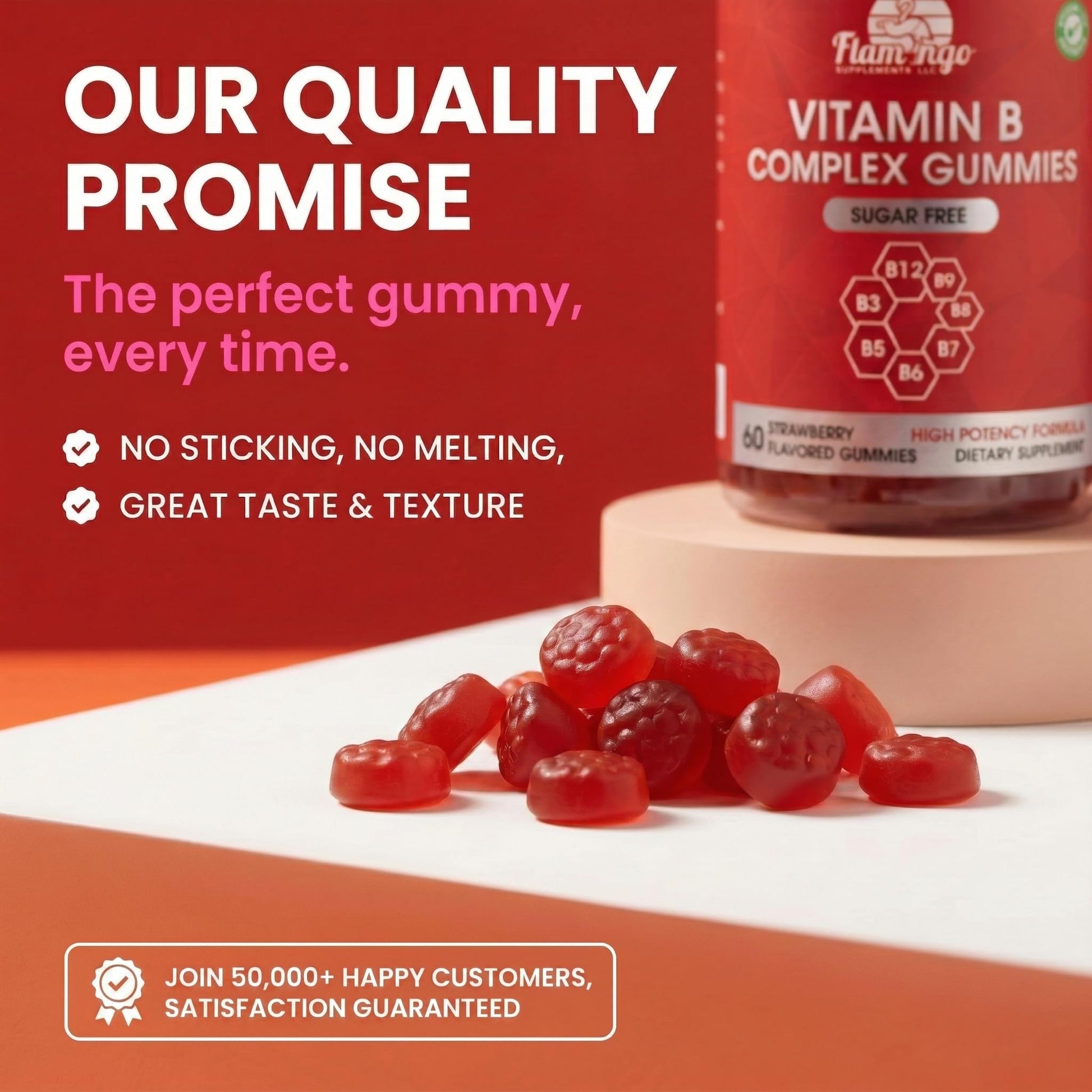 Sugar Free Vitamin B Complex Gummies - Vitamin B12, B7, B6, B3 (Niacin), B5, B8, B9 (Folate)- Third Party Tested- Prenatal, Vegan Diet, Older Adults - Maple Wellness Supplements