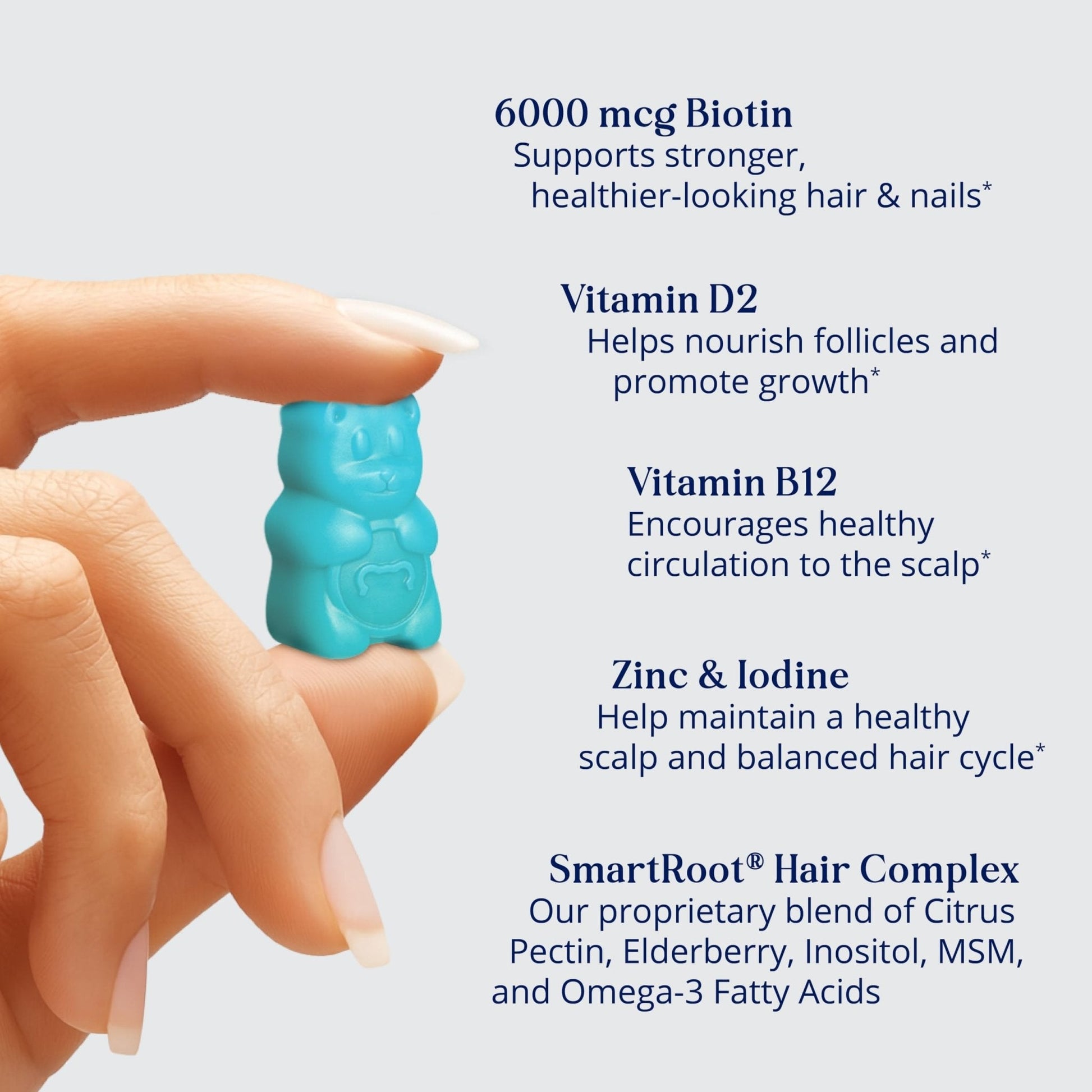 Sugarbear Hair Vitamin Gummy 2 Month Supply Extra Strength Biotin 6000mcg, Growth for Men & Women, Vegan Vitamin B12, MSM, Inositol, Omega 3, Elderberry, Certified Kosher, Halal, Cruelty-Free - Maple Wellness Supplements