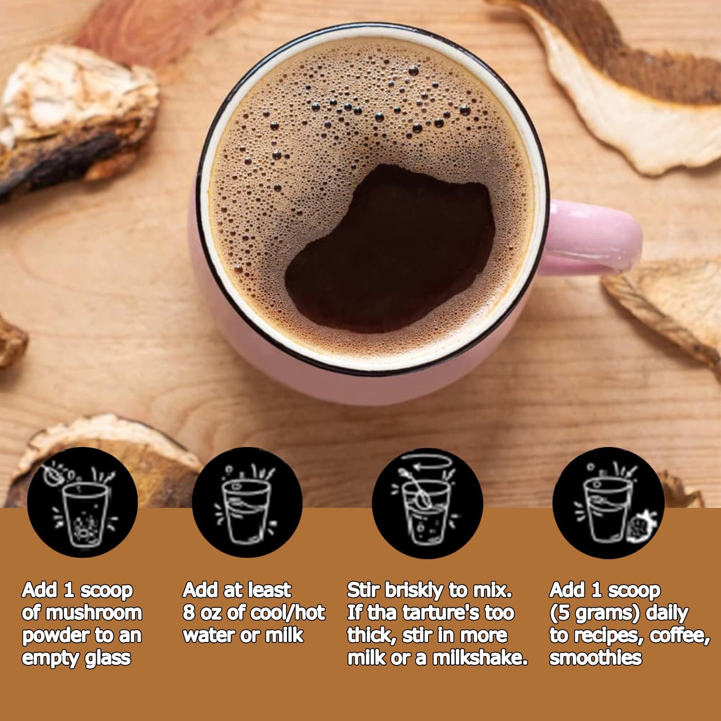 Suiyilary Mushroom Coffee, 10 Mushroom Extract Powder Blend Lion's Mane, Reishi, Chaga - Maple Wellness Supplements