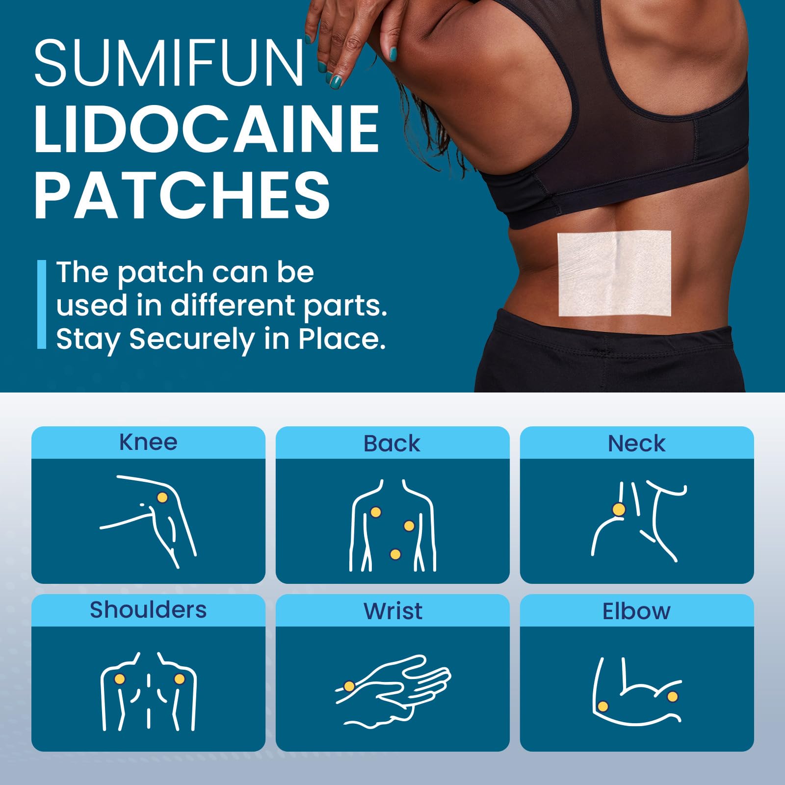 Sumifun 4% Lidocaine Patches, Long Lasting Plaster Patch for Knee, Shoulder, Muscle, Joints with Natural Ingredients, Extended Patch with Lidocaine (Large, Count, 18) - Maple Wellness Supplements
