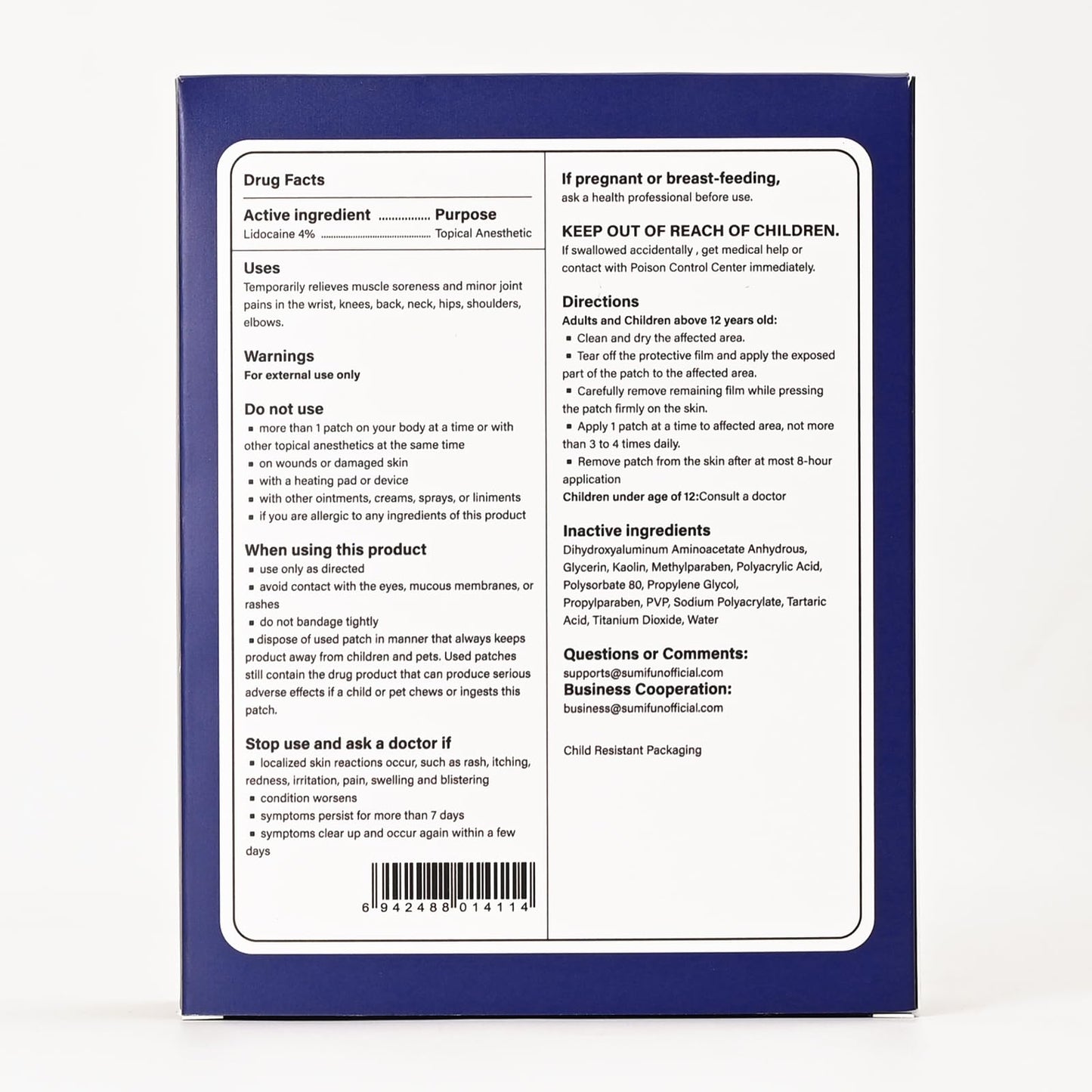 Sumifun 4% Lidocaine XL Pain Patches | Extra Large 4.72"x7.87" for Full Back & Thigh Coverage | Maximum Strength OTC Numbing | 8-Hour Medical Adhesion (X-Large, Count, 18) - Maple Wellness Supplements
