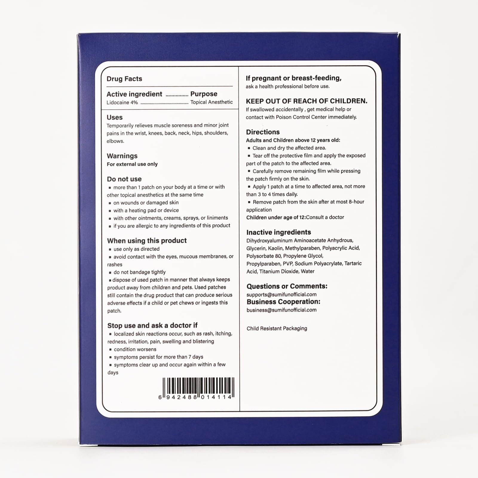 Sumifun 4% Lidocaine XL Pain Patches | Extra Large 4.72"x7.87" for Full Back & Thigh Coverage | Maximum Strength OTC Numbing | 8-Hour Medical Adhesion (X-Large, Count, 18) - Maple Wellness Supplements