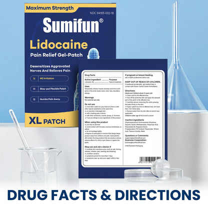 Sumifun 4% Lidocaine XL Pain Patches | Extra Large 4.72"x7.87" for Full Back & Thigh Coverage | Maximum Strength OTC Numbing | 8-Hour Medical Adhesion (X-Large, Count, 18) - Maple Wellness Supplements