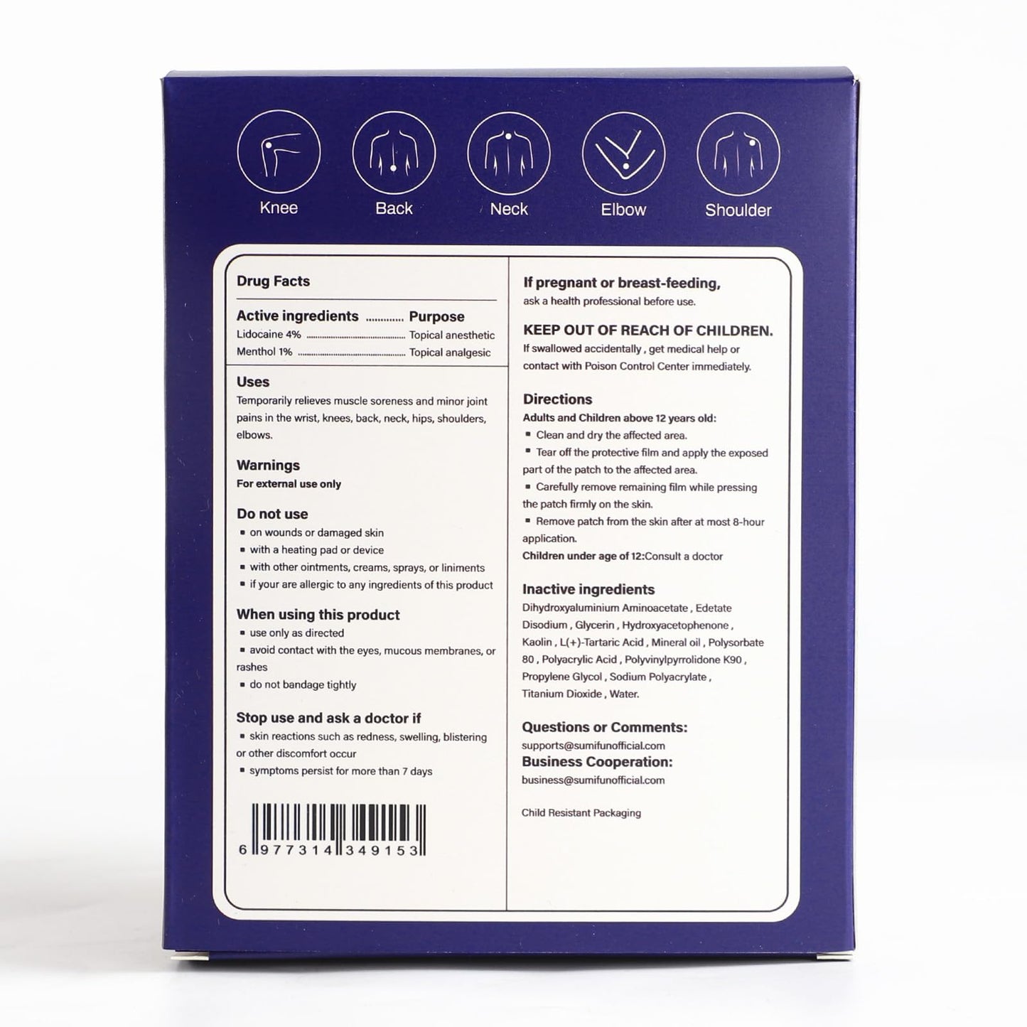 Sumifun Lidocaine Pain Relief Patches - Fast, Targeted Therapy Simple Backache, Soreness, Sprain, Joint Pain with Maximum Strength 4% Lidocaine and 1% Menthol (Large, Count, 31) NDC 83602-172-31 - Maple Wellness Supplements