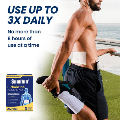 Sumifun XL Lidocaine Patches for Pain Relief, 4% Lidocaine Maximum Strength OTC, Extra Large 4.72"x7.87" for Full Back Pain Patches & Large Areas, 5 Count - Maple Wellness Supplements