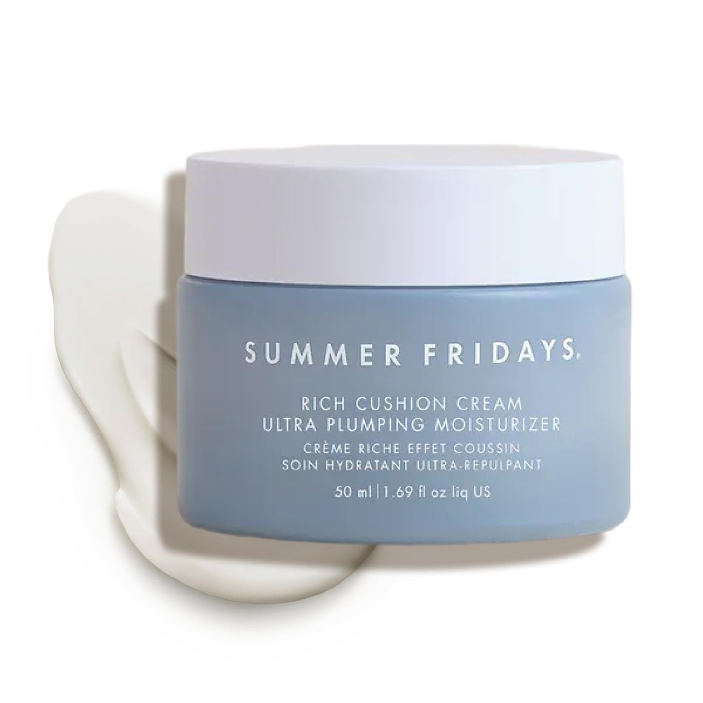 Summer Fridays Rich Cushion Face Cream - Ultra Plumping Barrier Repair Cream + Makeup Primer - Infuses Skin with Rich Hydration from Glycerin + Squalane - Non-Comedogenic + Fragrance-Free (1.69 Oz) - Maple Wellness Supplements