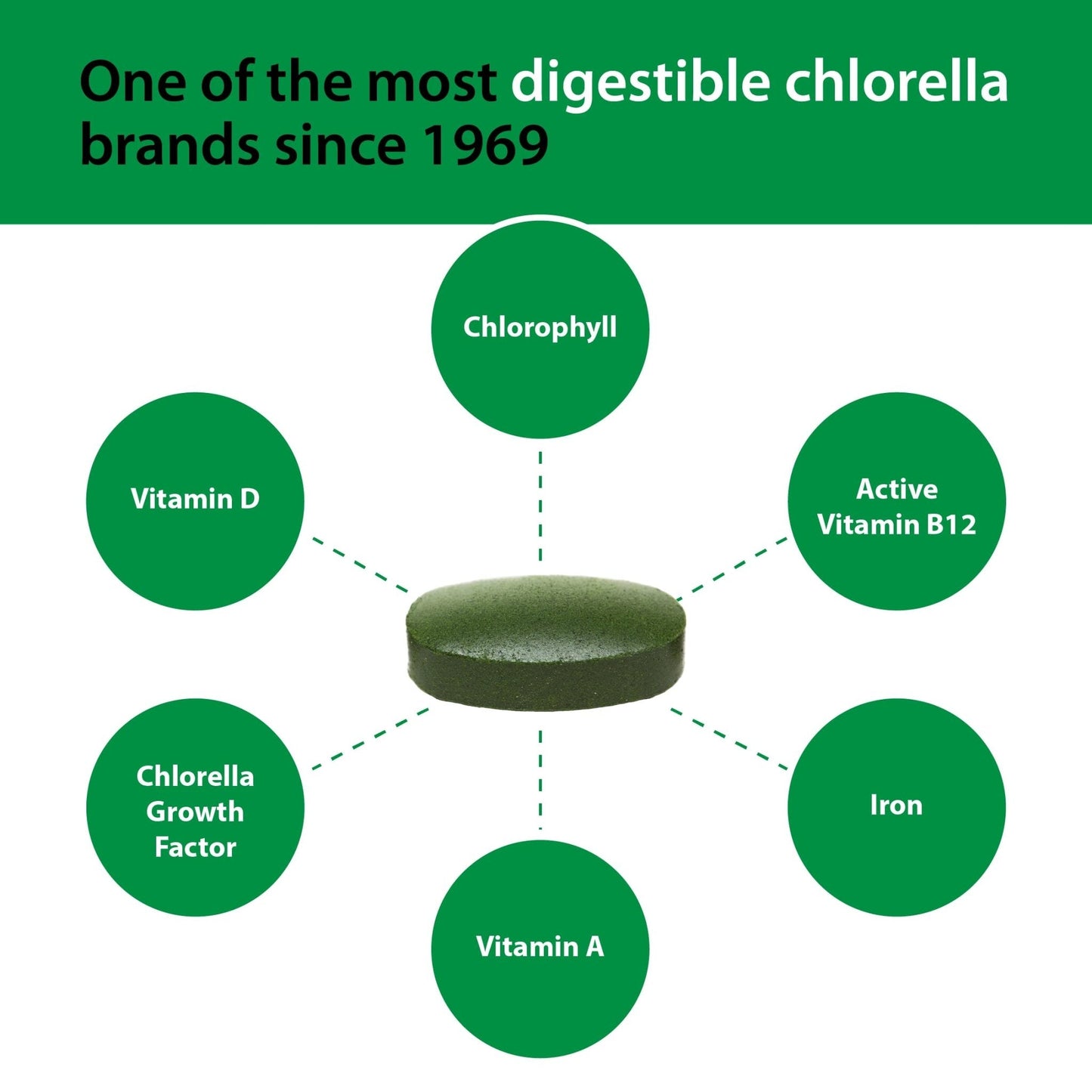 Sun Chlorella 500mg Whole Body Wellness Green Algae Superfood Supplement - Immune Defense, Gut Health, Natural Purification, Energy Boost - Maple Wellness Supplements