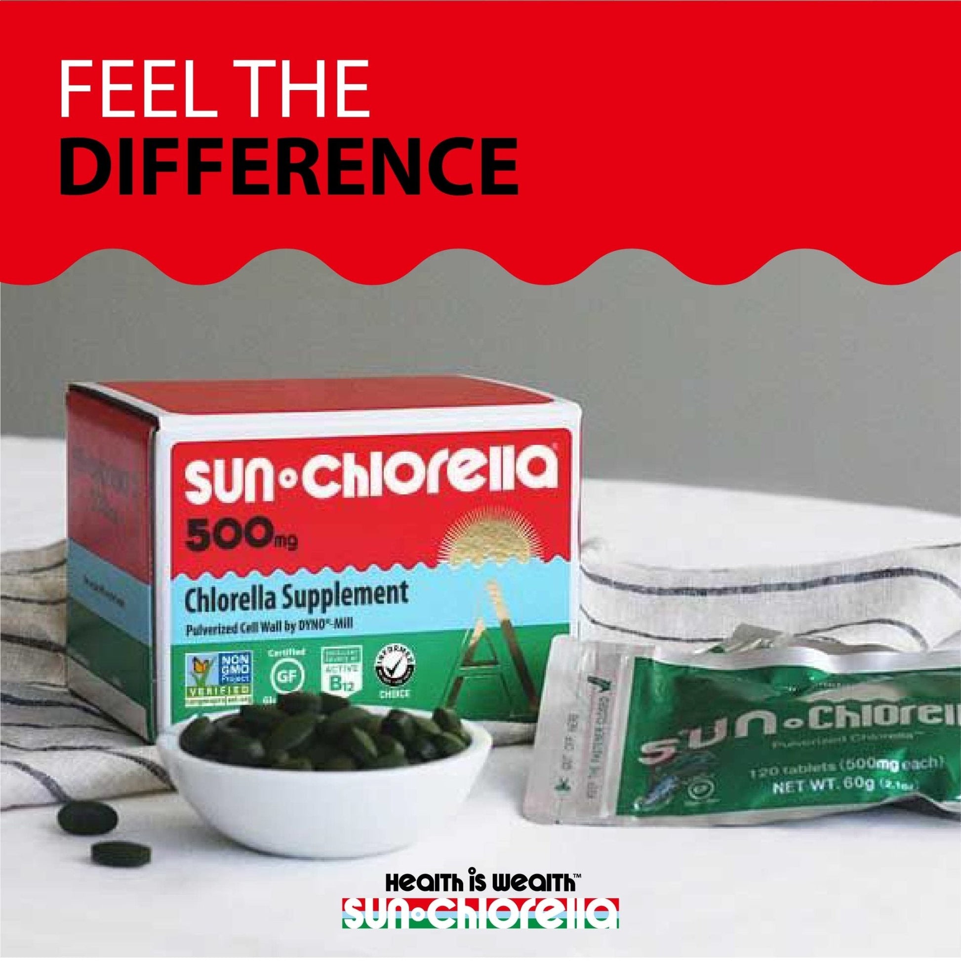 Sun Chlorella 500mg Whole Body Wellness Green Algae Superfood Supplement - Immune Defense, Gut Health, Natural Purification, Energy Boost - Maple Wellness Supplements