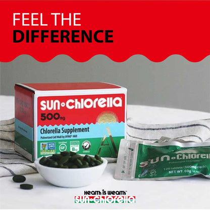 Sun Chlorella 500mg Whole Body Wellness Green Algae Superfood Supplement - Immune Defense, Gut Health, Natural Purification, Energy Boost - Maple Wellness Supplements