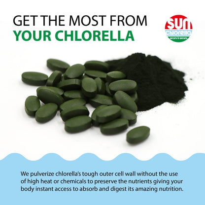 Sun Chlorella 500mg Whole Body Wellness Green Algae Superfood Supplement - Immune Defense, Gut Health, Natural Purification, Energy Boost - Maple Wellness Supplements