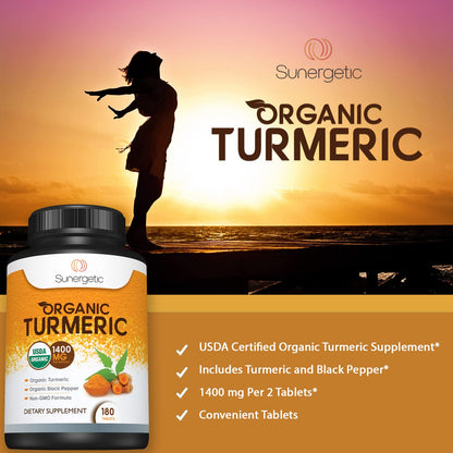 Sunergetic USDA Certified Organic Turmeric Supplement – Includes Organic Turmeric - Maple Wellness Supplements
