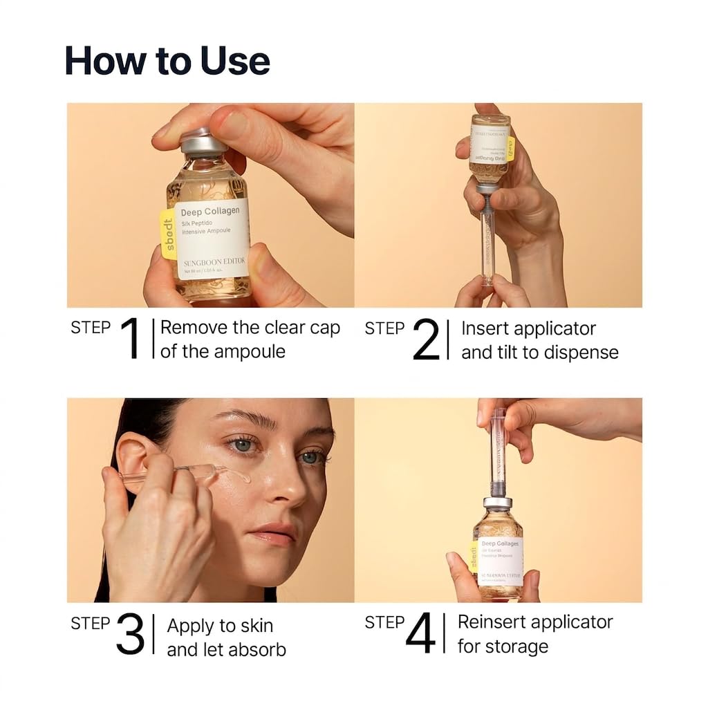 SUNGBOON EDITOR Glow Intensive Silk Peptide Ampoule, Copper Peptides Serum for Face with Collagen & Multi Peptides - Maple Wellness Supplements