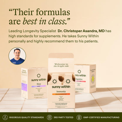 Sunny Within Longevity – Liposomal NAD+ Glutathione Supplement w/Liquid NAD+, CoQ10, B12, MCT & Avocado Oil – Cellular Health, Energy, Brain, Gut & Heart Support* – Watermelon Lime – 30 Pouches - Maple Wellness Supplements
