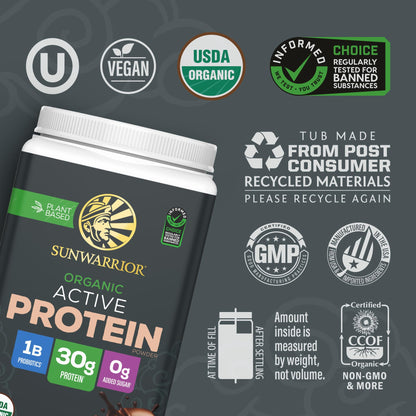 Sunwarrior Organic Plant Based Protein Powder | Vegan Organic Protein Powder with BCAA Amino Acids Plus Recovery Minerals & Botanicals | Non-GMO Soy Dairy & Gluten Free - Maple Wellness Supplements