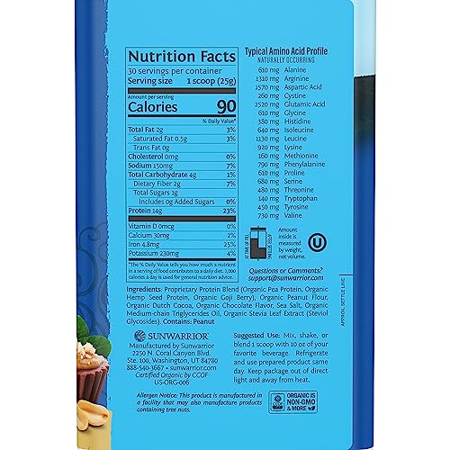 Sunwarrior Vegan Protein Powder Organic Plant-Based Protein | BCAA Amino Acids Hemp - Maple Wellness Supplements