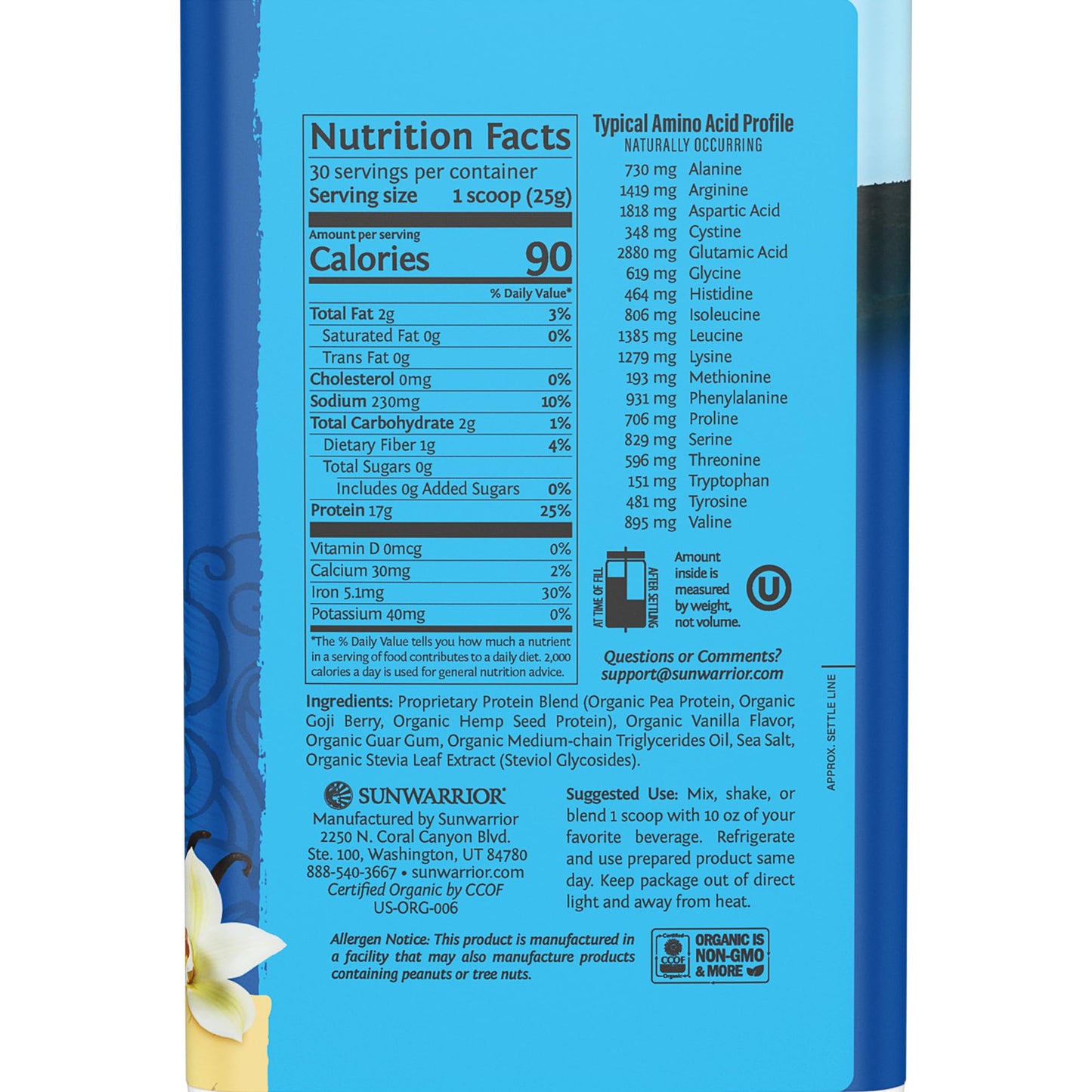 Sunwarrior Vegan Protein Powder Organic Plant-Based Protein | BCAA Amino Acids Hemp Seed Plant Protein | Soy Free Dairy Free Gluten Free Synthetic Free Non-GMO - Maple Wellness Supplements