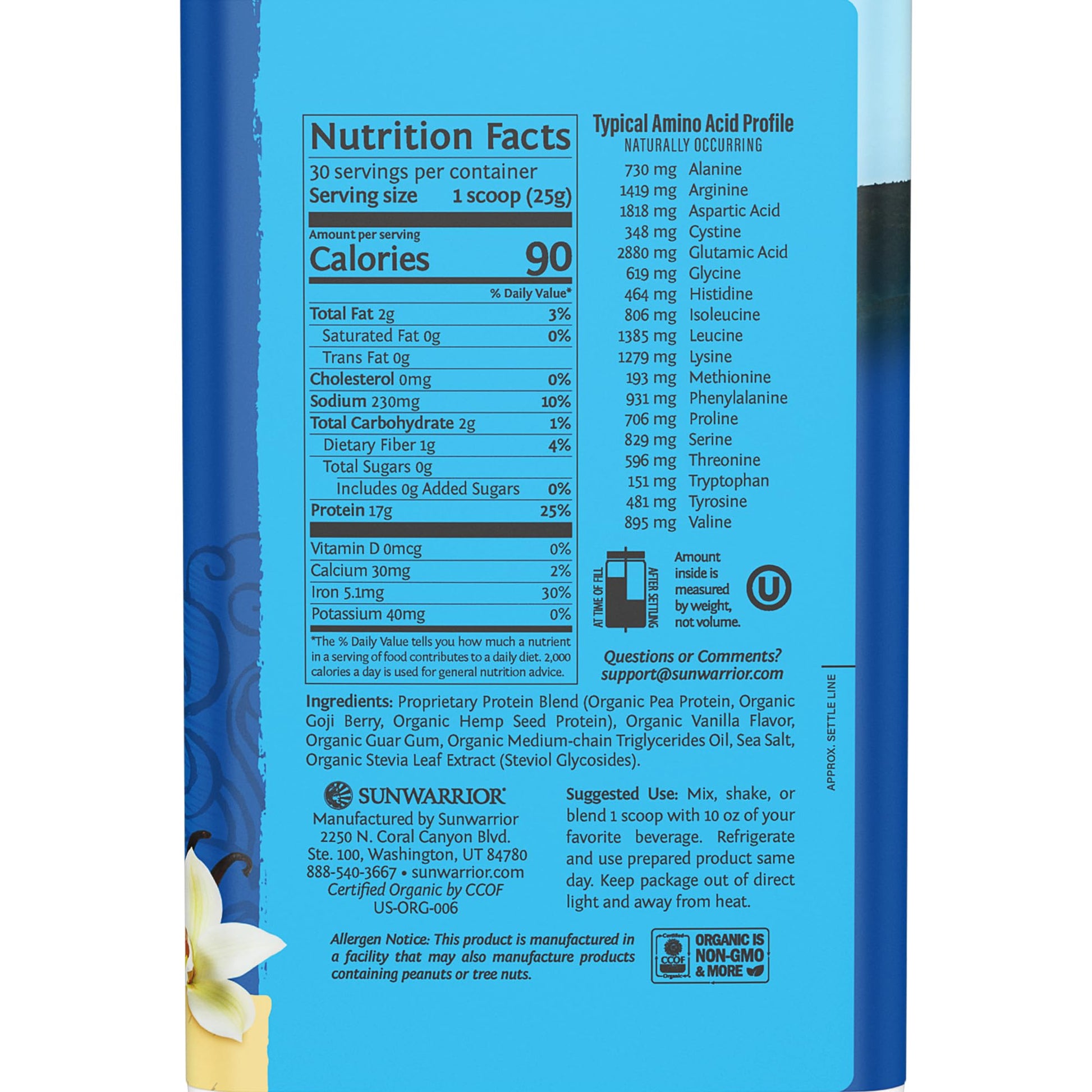Sunwarrior Vegan Protein Powder Organic Plant-Based Protein | BCAA Amino Acids Hemp Seed Plant Protein | Soy Free Dairy Free Gluten Free Synthetic Free Non-GMO - Maple Wellness Supplements