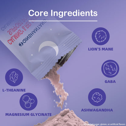 Super Cortisol Drink – Calm Magnesium Powder, L-Theanine, Lion’s Mane & Ashwagandha | Relaxation, Focus & Stress Balance for Women | Sugar-Free, On-The-Go | Red Raspberry Flavor, 25 Servings - Maple Wellness Supplements