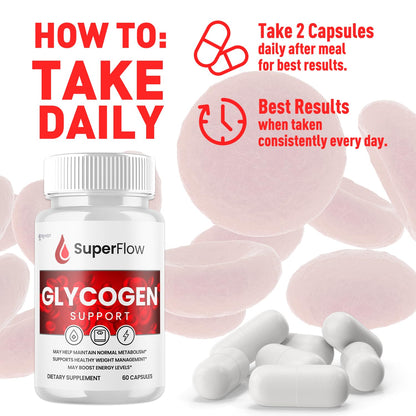 Super Flow Glycogen Support, Official SuperFlow Advanced Formula Glyco Optimizer Capsules, All Natural Super Flow Glycogen Pills, Daily Wellness Supplement to Support Healthy Balance (60 Capsules) - Maple Wellness Supplements
