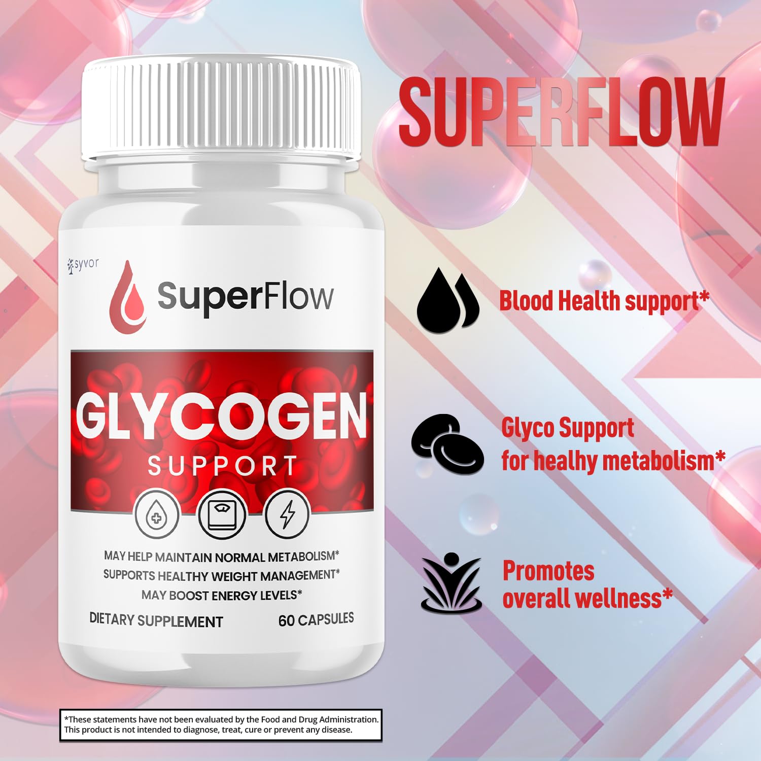 Super Flow Glycogen Support, Official SuperFlow Advanced Formula Glyco Optimizer Capsules, All Natural Super Flow Glycogen Pills, Daily Wellness Supplement to Support Healthy Balance (60 Capsules) - Maple Wellness Supplements