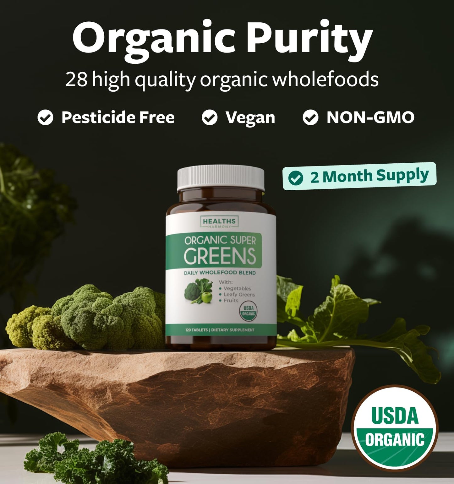 Super Greens & Antioxidants (2-Month Supply) Antioxidant Power Greens Bundle of Organic Super Greens Powder - Complete Superfood (120 Capsules) & Super Antioxidants - Powerful Superfood (120 Capsules) - Maple Wellness Supplements