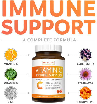Super Greens & Vitamin C (1-Month Supply) Greens & C Synergy Bundle of Organic Super Greens Powder - Complete Superfood (60 Capsules) & & Vitamin C Immune Support (60 Vegetarian Caps)(Non-GMO) - Maple Wellness Supplements