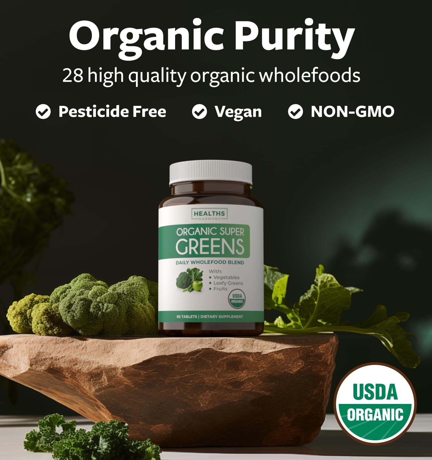 Super Greens & Vitamin C (1-Month Supply) Greens & C Synergy Bundle of Organic Super Greens Powder - Complete Superfood (60 Capsules) & & Vitamin C Immune Support (60 Vegetarian Caps)(Non-GMO) - Maple Wellness Supplements